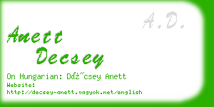 anett decsey business card